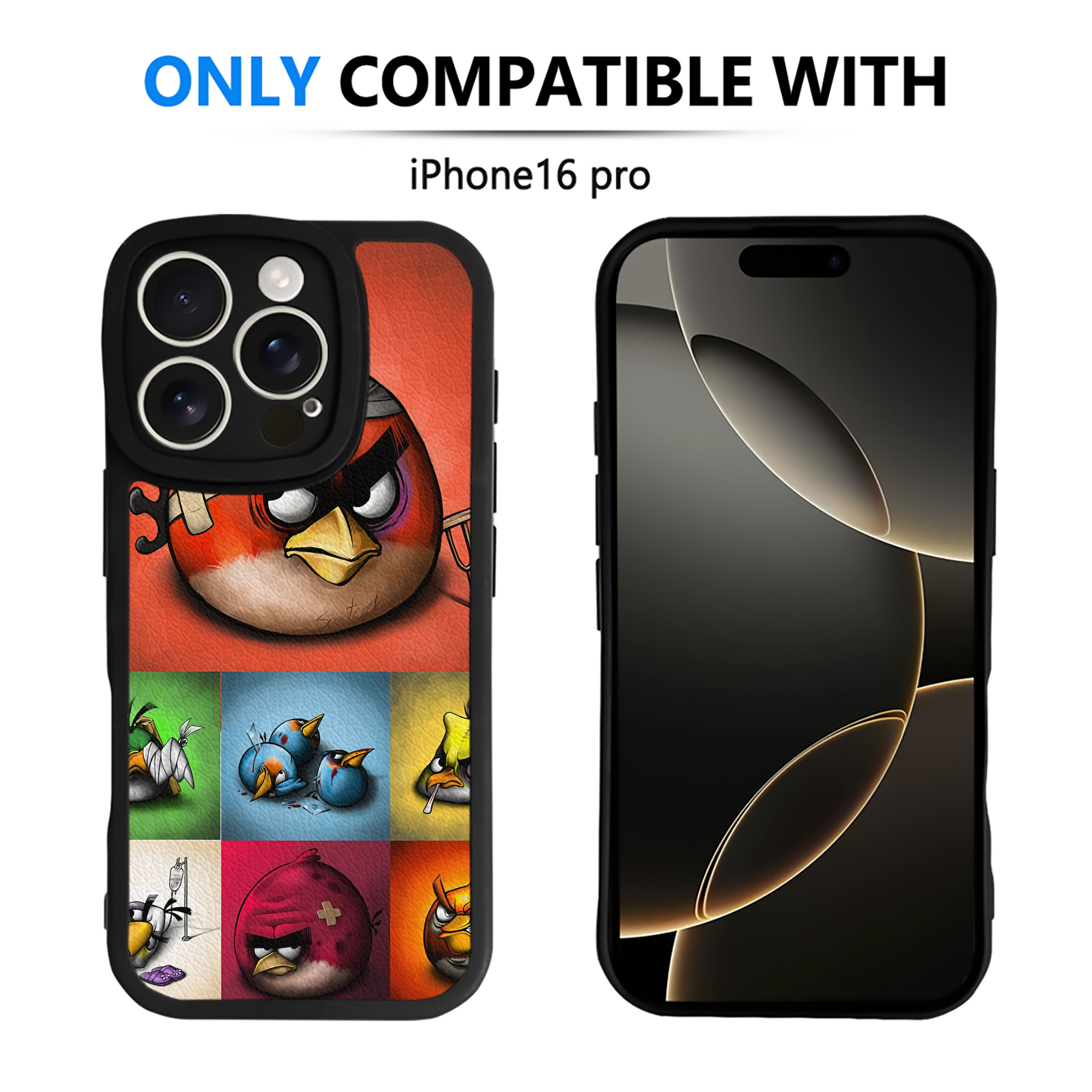 （画像用） Angry Birds アングリーバード 【iPhone 16シリーズ対応】シリコンスマホケース（レザー調） 材質：シリコン